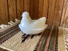 Vintage Hen on Nest Hazel Atlas White Milk Glass Candy Dish 4.5"