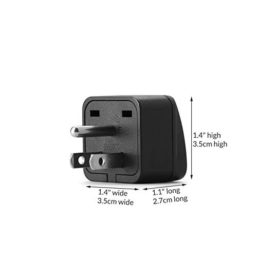 US Travel Plug Adapter, EU,AU,UK,NZ,CN,in to USA (Type B), Grounded 3 Prong - Picture 3 of 5