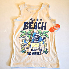 Wonder Nation Life Is A Beach Enjoy The Waves Khaki Tank Shirt KIDS Size 6-7