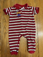 Vintage 90s Disney Store Winnie the Pooh Baby Romper embroidered stripes jumper
