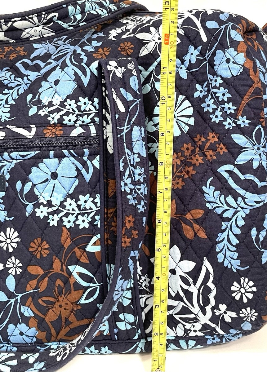 Vera Bradley Java Blue/Brown Floral X-Large Duffel Bag Excellent