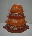 Set of 4 PYREX Autumn Harvest Wheat Cinderella Mixing Bowls ~ 441 442 443 444