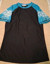 Women's Ladies The Realm Rash Guard Top Sz Large Black Teal Swim Top Used