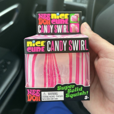 EXTREMELY RARE!! Nee Doh Nice Cube Candy Swirl Solid Squeeze Ball, Pink/White,