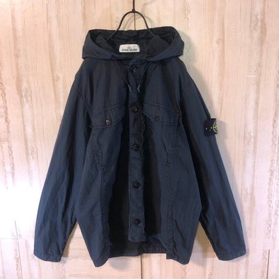 Stone Island M Black Nylon Garment-Dyed Jacket with Sleeve Embroidery