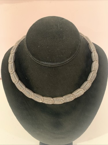 MASSIVE SIGNED JUDITH JACK STERLING SILVER MARCASITE COLLAR NECKLACE 16” 82 GR - Picture 12 of 19