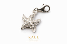 925 Silber Seestern Charm mit Zirkonia – Anhänger Karabiner Geschenk