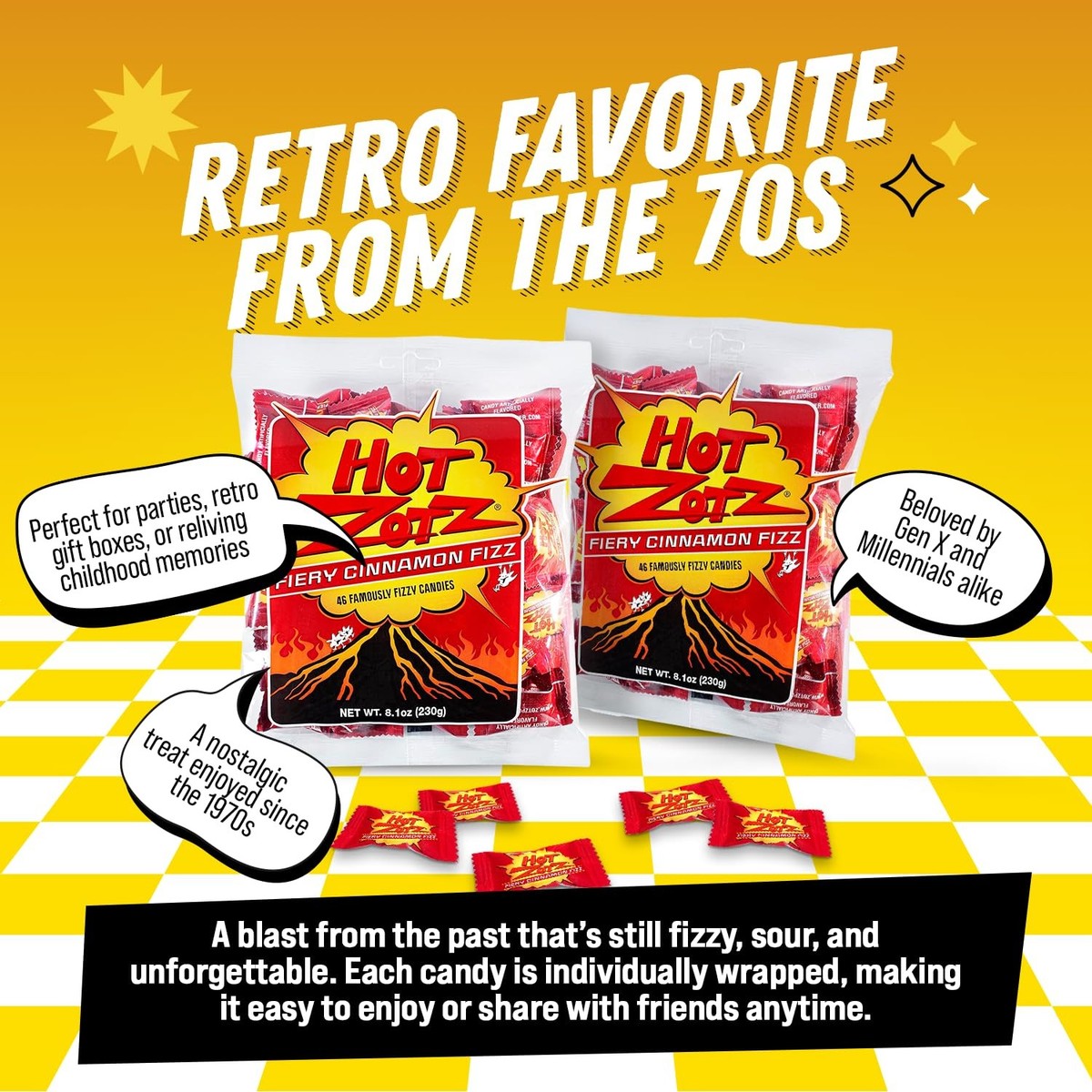 Fizzy Old Fashioned Hard Candy - Fiery Cinnamon Flavored Candy