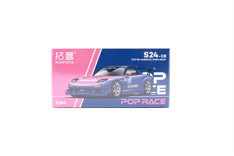 Xcartoys x POP RACE 1:64 RX7 RE-AMEMIYA BLUE PINK Diecast Model Car