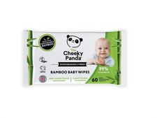 Cheeky Panda Biodegradable Bamboo Baby Wipes with 99% Purified Water - 2 Pack