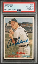 1957 Topps #125 Al Kaline Signed PSA/DNA 2.5 AUTO 10 DUAL GRADE HOF CLEAR IMAGE