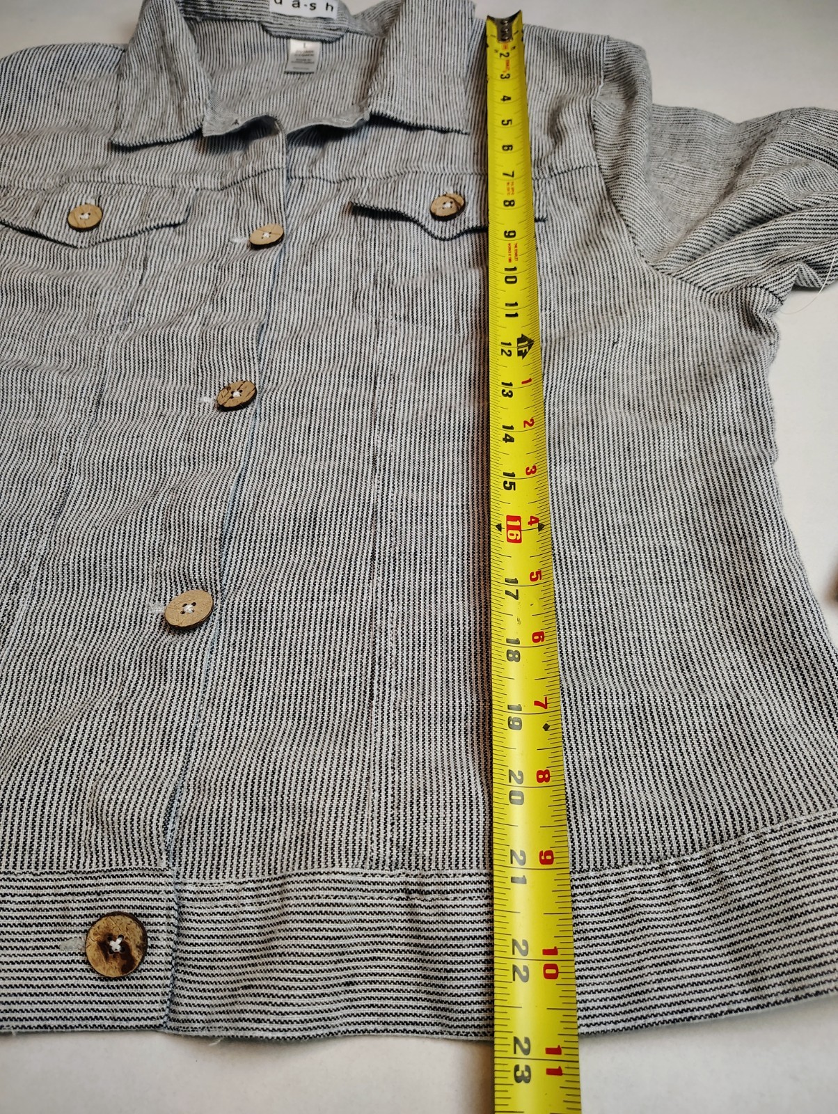 DASH Button Tracker Jacket long sleeve Striped Li… - image 11