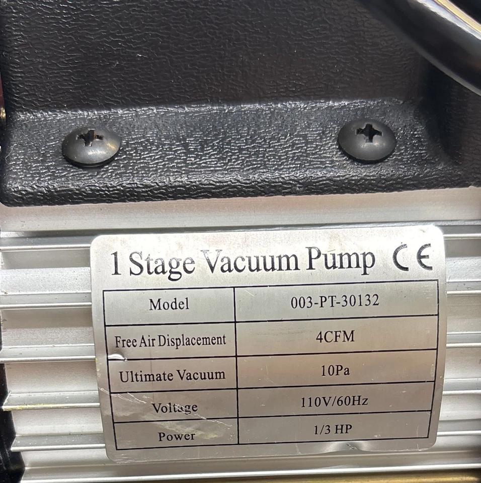 1 Stage Vacuum Pump 003-PT-30132 4CFM 1/3 HP 110V/60Hz AC HVAC Ref - Image 3 of 4