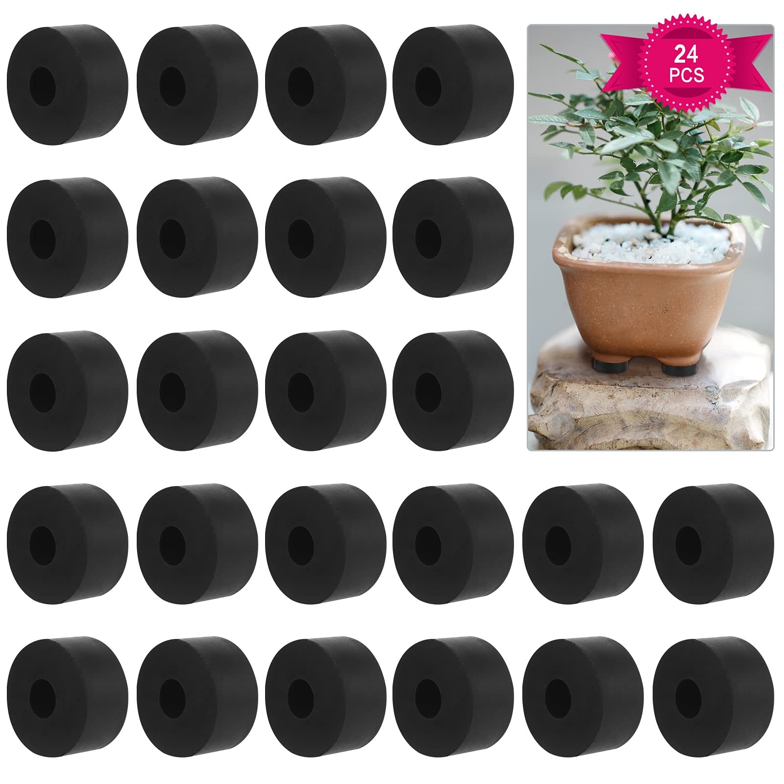 24 Pieces Flower Pot Feet Riser Invisible Flower Pot Feet Round Shape Plant Pot