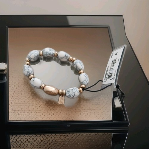 Robert Lee Morris Soho Gold-Tone Stone Beaded Stretch Bracelet.