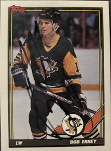 Bob Errey Pittsburgh Penguins autographed hockey card (1991-92 Topps #94)