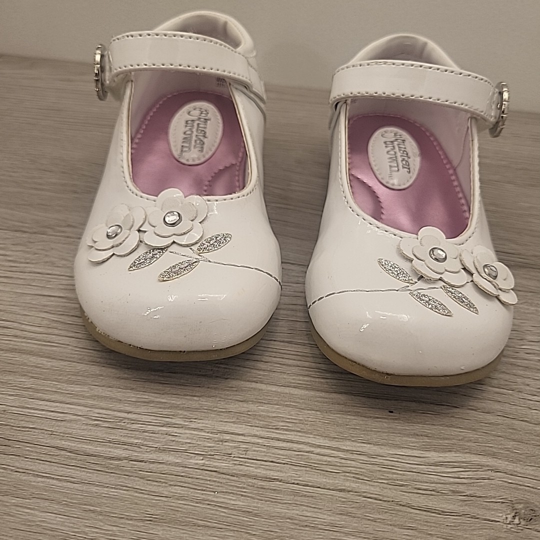 Buster Brown Maddie White Mary Jane Toddler Size 7 Rhinestone 