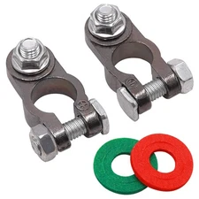 1 Pair Battery Terminal Set Thickened Zinc Alloy with Anti-Corrosion Washers ...