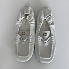 Miu Miu White Leather Ballet Flats Women's US 6.5 Excellent Condition