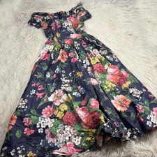 Vinateg 80's Karin Stevens 4 Floral Sweetheart Off Shoulder Tea Length Dress