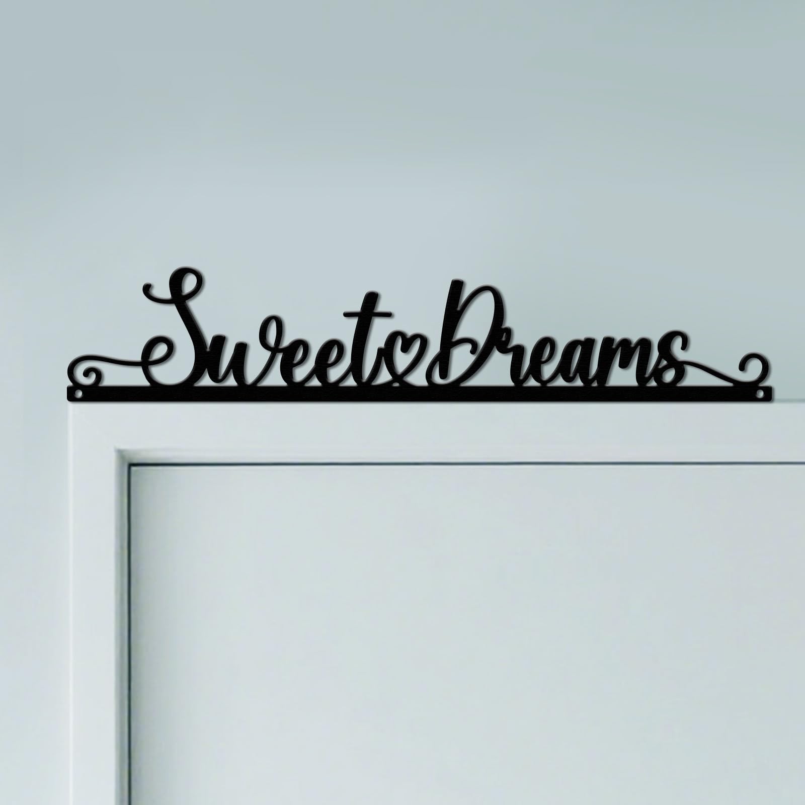 Ornement de Porte Sweet Dreams en Métal Noir Découpé au Laser 22cm