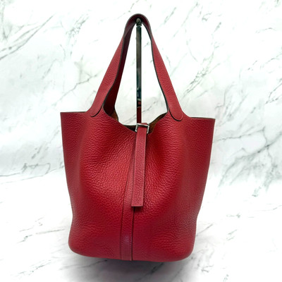 HERMES Picotin MM Rouge Garance Red Tote Handbag Taurillon Clemence Leather
