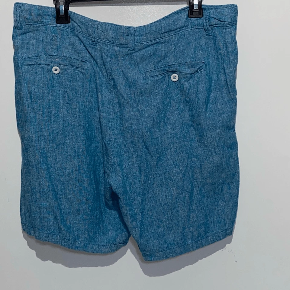 Pantalones Cortos Informales Saks Fifth Avenue Para Hombre Azul Mezcla de Lino Frente Plano Talla 34 Foto 4 de 4