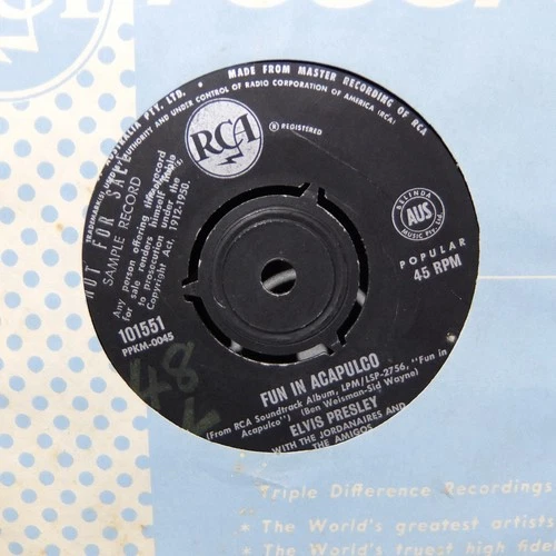 Elvis Presley - Fun in Acapulco (RCA 101551) 1963 Australian PR0M0 45