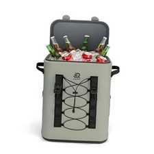 Zipperless Magnetic Cooler Backpack 30 Can, 48H Insulated Leakproof Soft Green