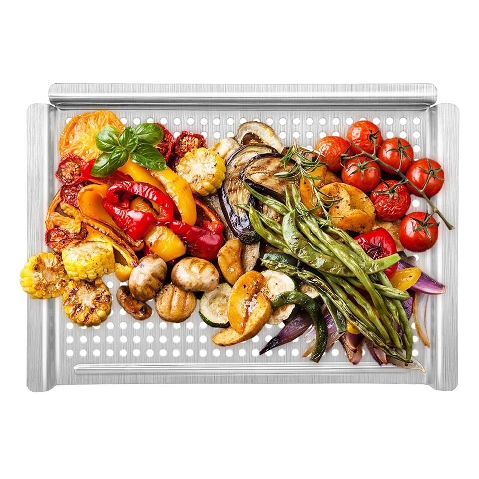 Grillkorb, Grillschale mit gelochtem Boden zum Grillen von Gemüse und Fleisch... - Bild 1 von 4