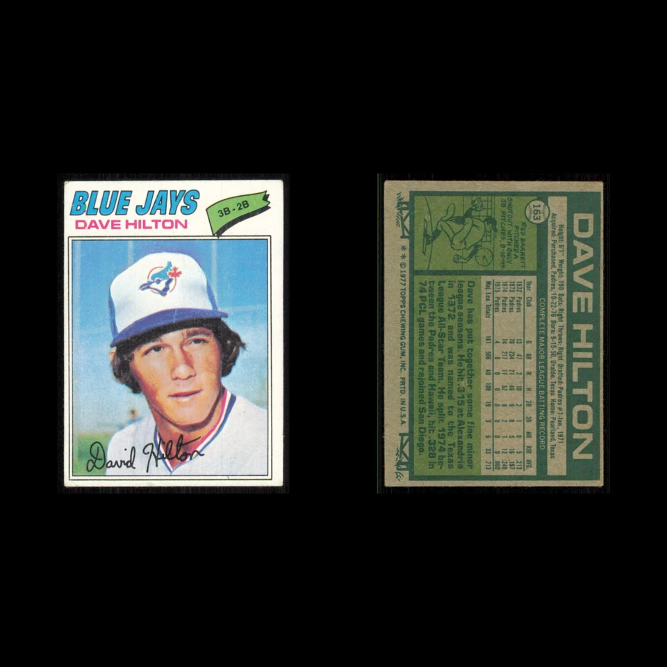 Dave Hilton #163 1977 Topps Toronto Blue Jays Baseball Card MLB NM - Image 3 of 3