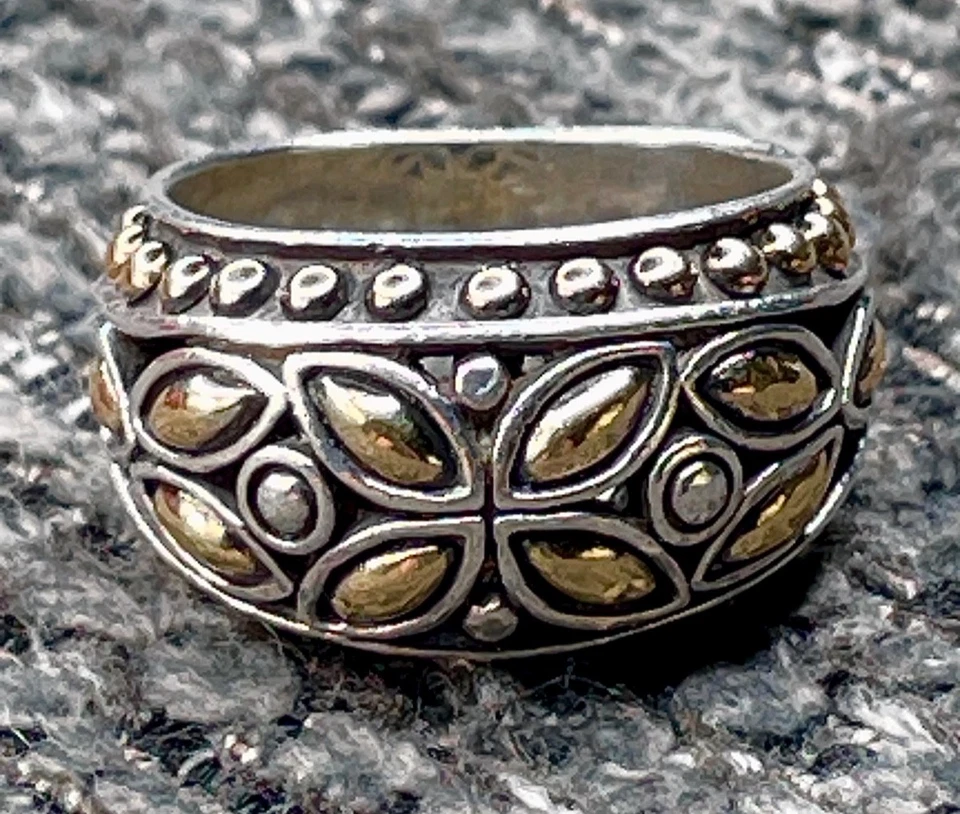 Anel floral John Hardy Bafu Kawung 18kt e prata esterlina tamanho 5,25 - Imagem 2 de 4