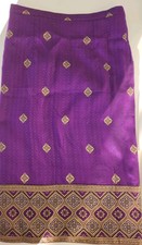 Purple Metallic Gold Sz L Thai Sarong Tube Wrap Skirt 34" Waist Brocade Flaw