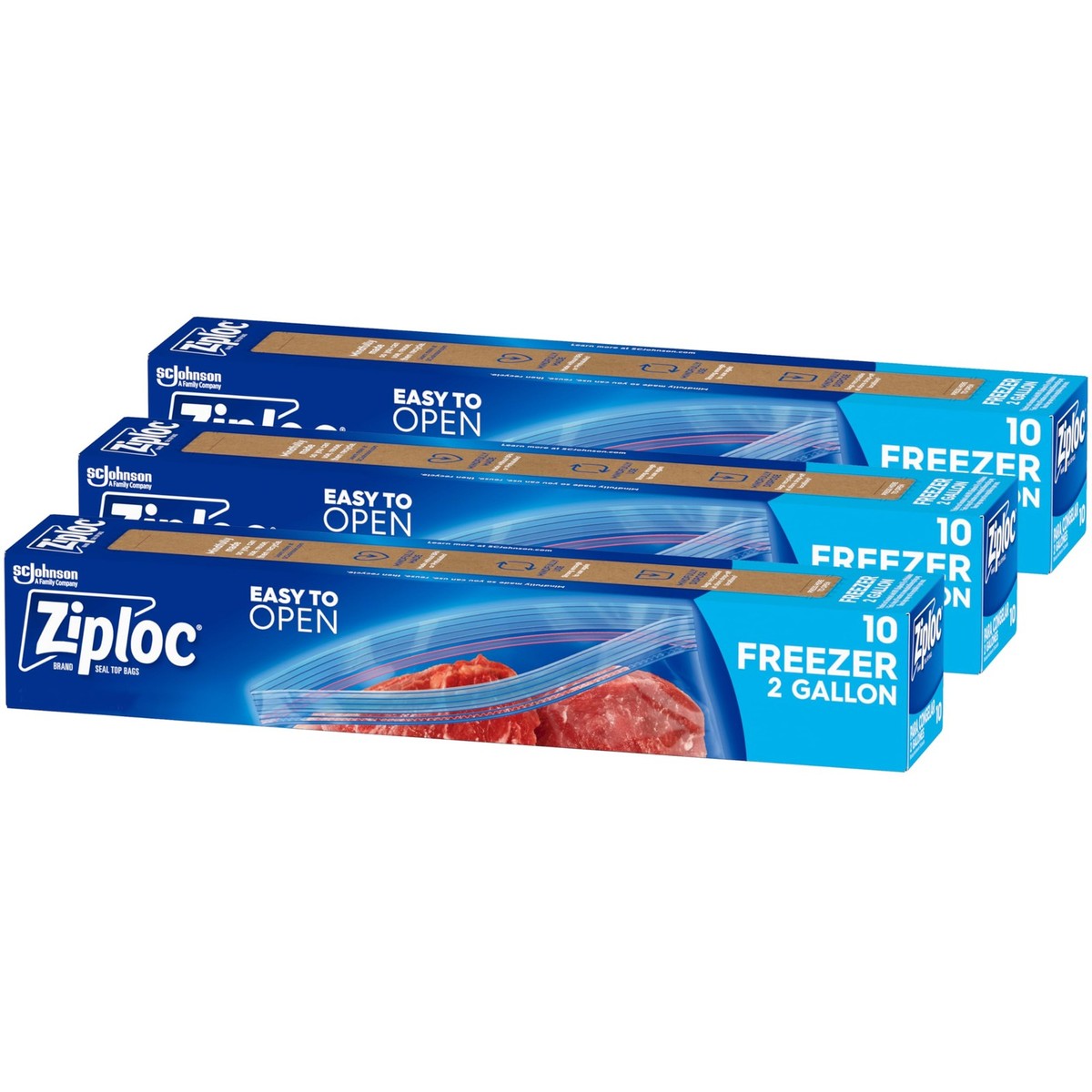 Ziploc Two Gallon Food Storage Freezer Bags, 30ct Total, Easy 30