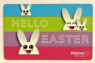 WalMart Hello Easter! Bunnies Stripes Blue Purple Pink 2016 Gift Card FD-51866