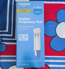 Amazon Basic Care Digital Pregnancy Test, 2 Tests, Urine, Exp 2028-02-29