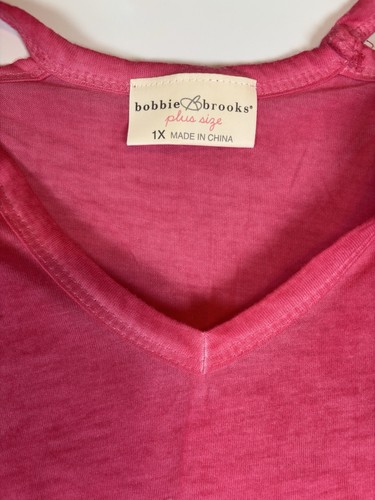 Bobbie Brooks Pink V Neck Short Sleeve T Shirt Blouse Women’s Plus Size 1X New - Picture 4 of 9
