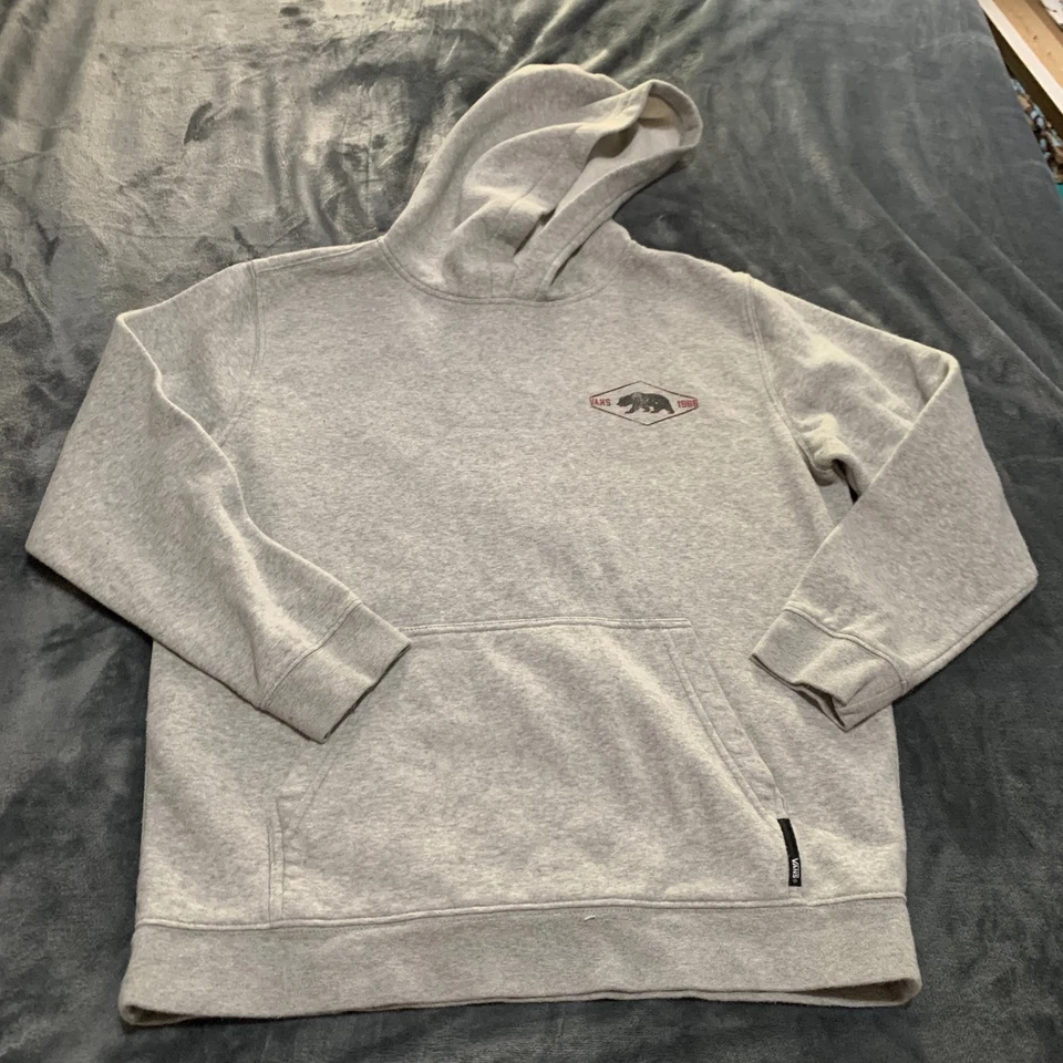 Sudadera con Capucha Vans Niños Gris Talla XL Pullover Mezcla Algodón Vellón Logo Y2K Patinador Defecto Foto 4 de 4