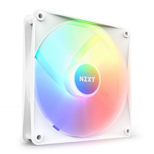 NZXT F140 RGB Core - 140mm Hub-Mounted RGB PC Case Fan - White | 140mm RGB fan with 8 addressable LEDs and semi-transparent blades. Quiet cooling with CAM-synced lighting. - Image 2