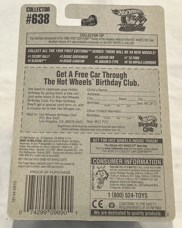Hot Wheels 1998 primeras ediciones Jaguar D-Ty #638 - coche fundido a presión Mattel coleccionable Foto 2 de 2