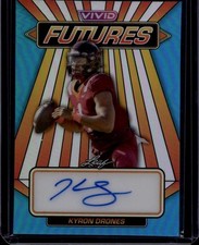 2024 Leaf Vivid #VF-KD1 Kyron Drones Vivid Futures Autographs Prismatic Teal
