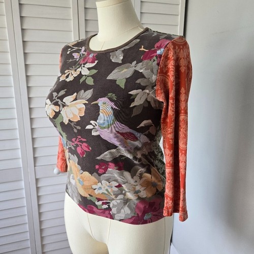 Y2K GAP Floral Baroque Patchwork Top Women's L Artsy Boho Cottagecore Rare 00s - Picture 2 of 12