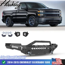 3in1 Steel Front Bumper For 2014 2015 Chevy Silverado 1500 w/ LED Lights+D-Rings