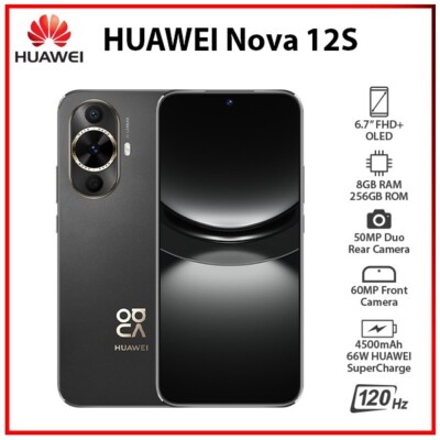 (New) Huawei Nova 12S 8GB+256GB BLACK Dual SIM Unlocked Android Mobile Phone