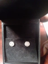 Finecraft 1/4 cttw Diamond Halo Stud Earrings in Sterling Silver