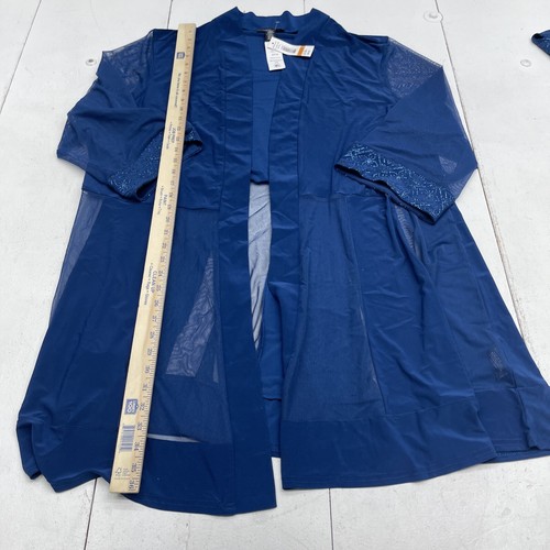 R&M Richard’s Blue Mesh Sparkle Inset Dress With Jacket Women’s Size 3X - Picture 4 of 12
