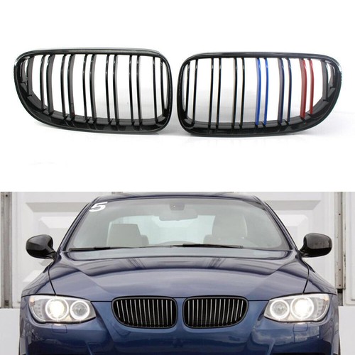 Gloss Black Front Grille Dual Slat M Sport Style for BMW E92 E93 LCI 10-14 Grill - Picture 5 of 11