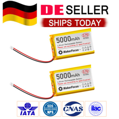 2PCS 3.7V 5000mAh 1S 3C 105080 LiPo Battery with PH2.0 for Electronic Device DE