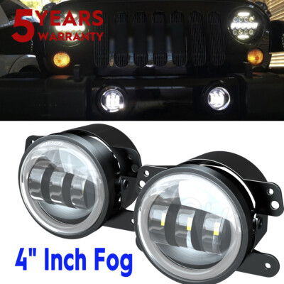 Pair 4 inch LED Fog Lights Front Bumper Driving Lamps for Jeep Wrangler JL JT JK