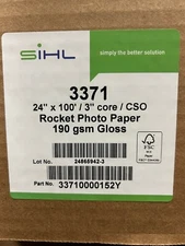 New Sihl 3371 Rocket Photo Paper Gloss - 24" x 100ft  3" Core  190gsm